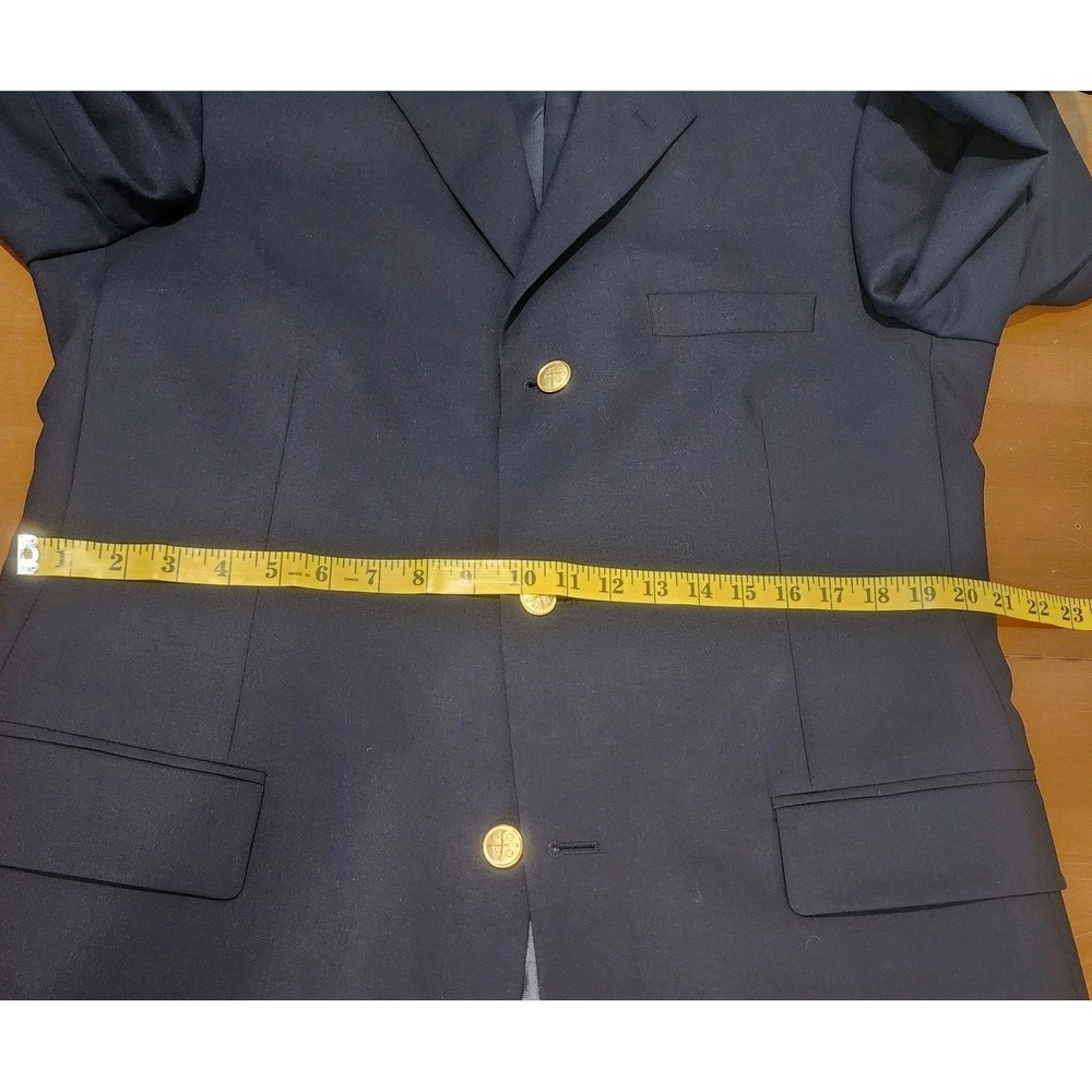 John Weitz Sport Coat Mens 42L Navy Wool Gold Buttons‎ Classic Career Preppy NEW - Picture 10 of 16